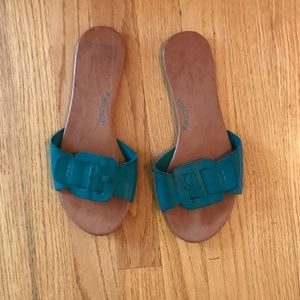 NWOT Teal Buckle Slide Sandals Size 9